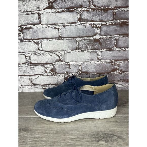 Munro Sport Almond Toe Navy Blue Suede Wellesley Oxford Sneakers Xtra Lite 8.5W - Picture 1 of 16